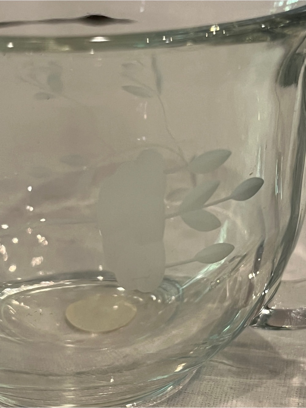 Vintage Princess House floral etched glass large cappuccino mug set. Set of 2 - Picture 4 of 8